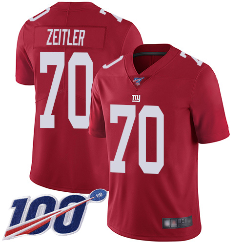 Men New York Giants #70 Kevin Zeitler Red Limited Red Inverted Legend 100th Season Football NFL Jersey